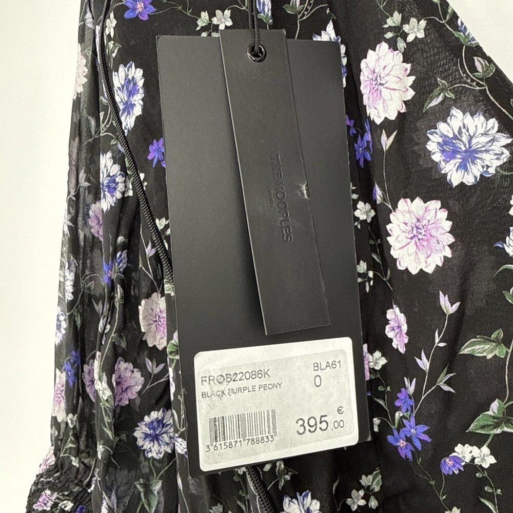 The Kooples Womens Size XS Black Floral Print Empire Midi Silk Dress $425 NWT - Picture 14 of 14